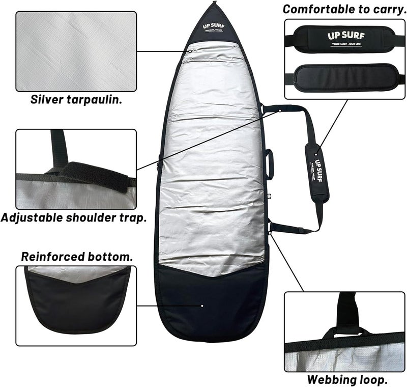 UP SURF Surfboard bag, Daylight Bags for Fun and short boards, Size 5’4”,5’8”,6’0",6'4",6'8" Surfboard cover for Storage and Transport Surfboard - Image 3
